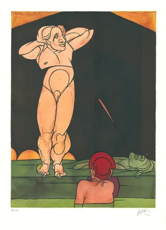 Lithograph Adami - Feuille de vigne