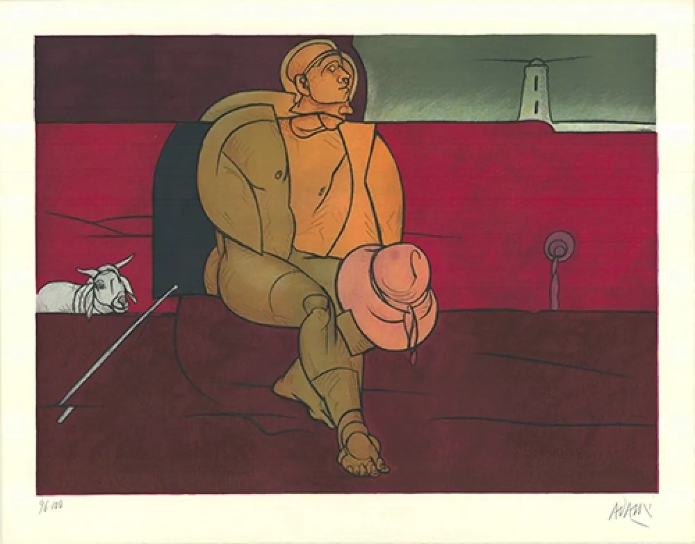 Lithograph Adami - Gardien de phare