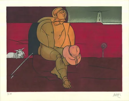 Lithograph Adami - Gardien de phare