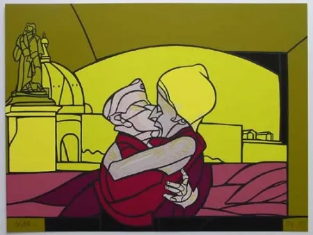 Lithograph Adami - Il bacio / The Kiss