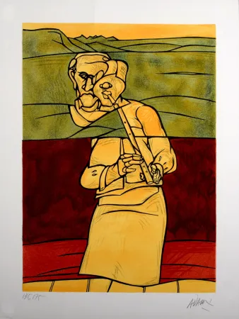 Lithograph Adami - Joueur de flûte, 1976 - Hand-signed!