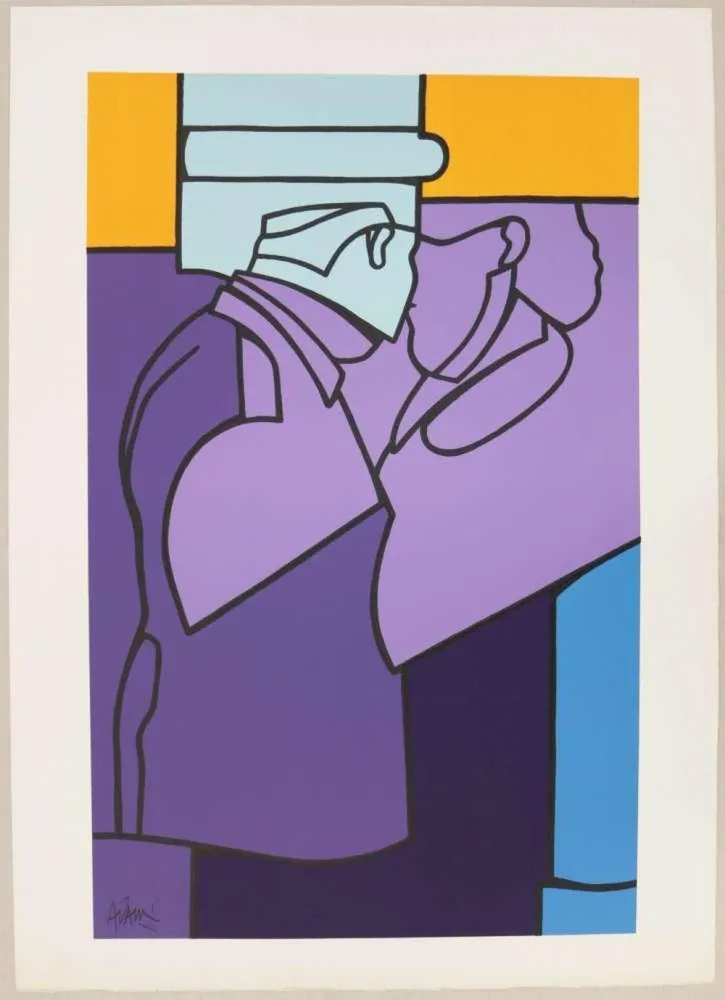 Lithograph Adami - Le baiser