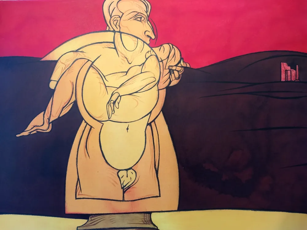 Lithograph Adami - Paysage de Ruines