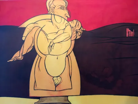 Lithograph Adami - Paysage de Ruines