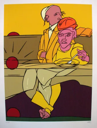 Screenprint Adami - Tramonto regard en arrière