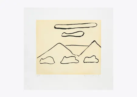 Etching Adnan - Nuages sur collines