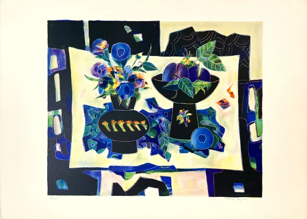 Lithograph Agostini  - Nature Morte aux 2 Vases