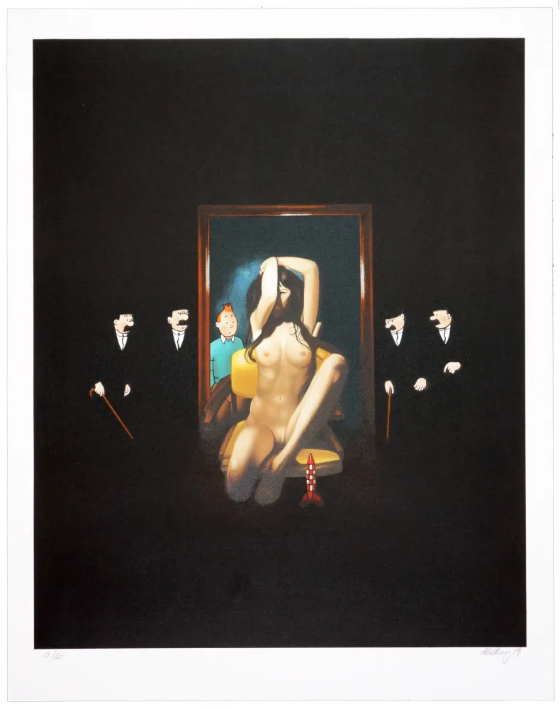 Lithograph Ahlberg - Behind the mirror