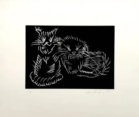 Screenprint Ai - Cats, black