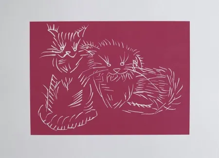 Screenprint Ai - Cats - pink edition