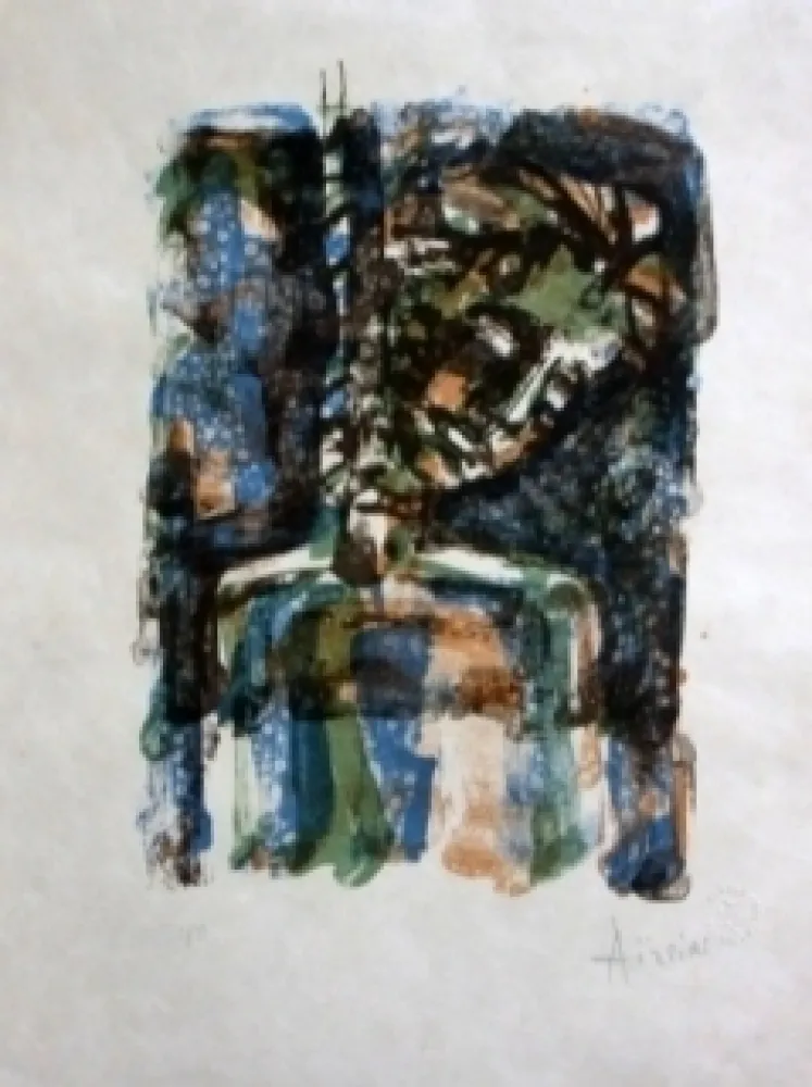 Lithograph Aizpiri - Christ