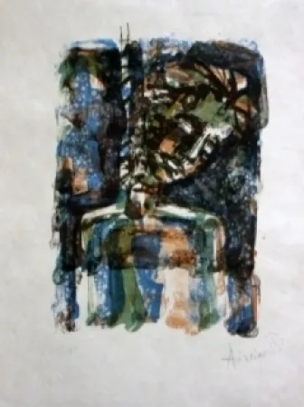 Lithograph Aizpiri - Christ