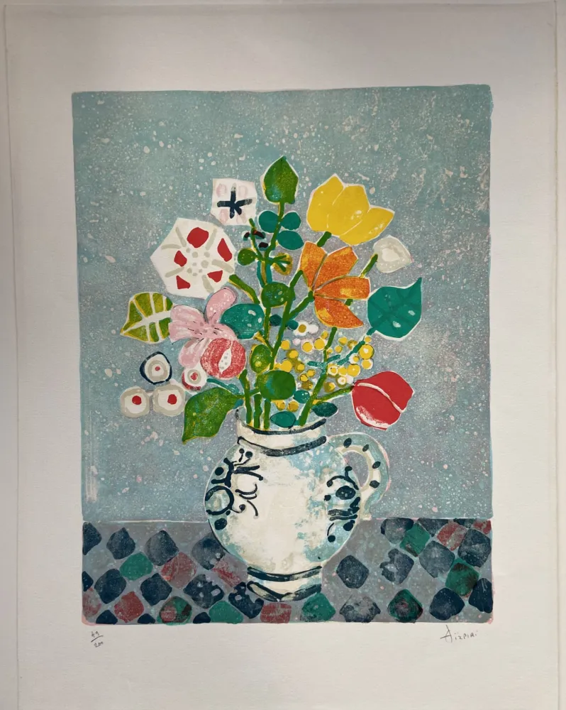 Lithograph Aizpiri - FLEURS DES CHAMPS