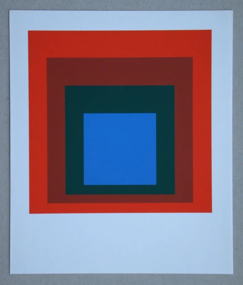 Screenprint Albers - Blue+darkgreen with 2 reds