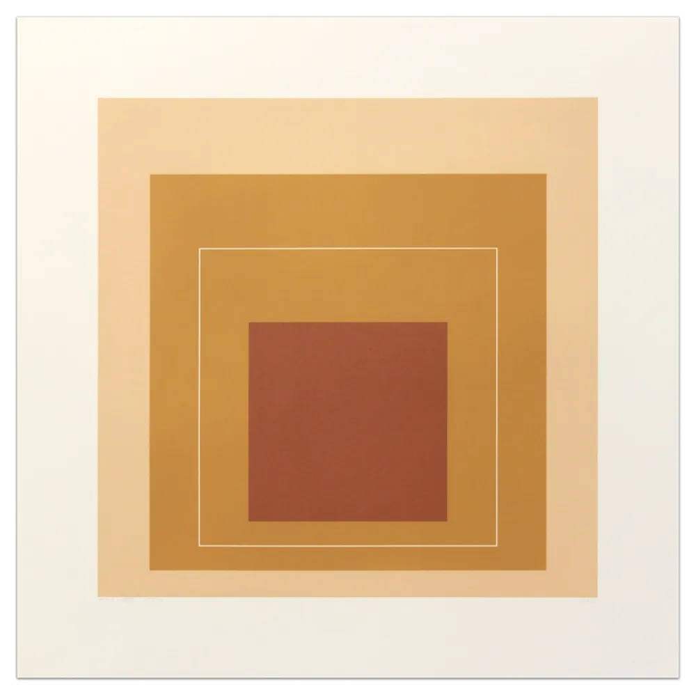 Lithograph Albers - White Lines Square XVI