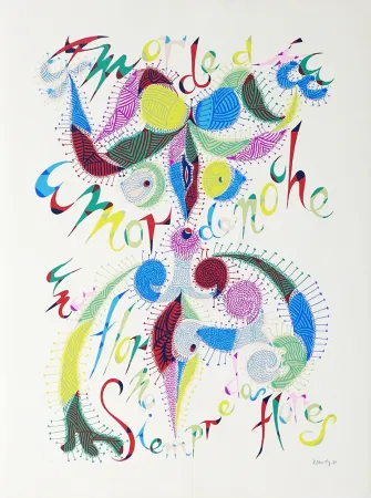 Screenprint Alberti - Amor de Día, Amor de Noche,  una Flor no Siempre da Flores I