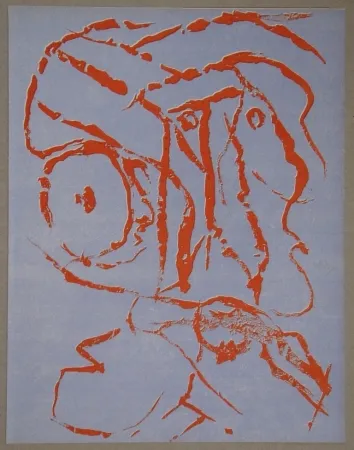 Lithograph Alechinsky - Abstract head