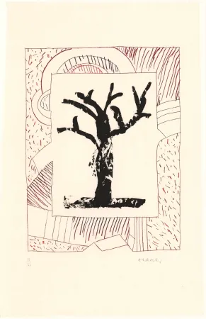 Etching And Aquatint Alechinsky - Arbre central, au rouge 