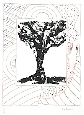 Engraving Alechinsky - Arbre orange 