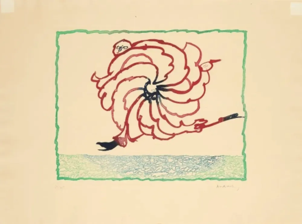 Etching Alechinsky - Astrologue en fuite