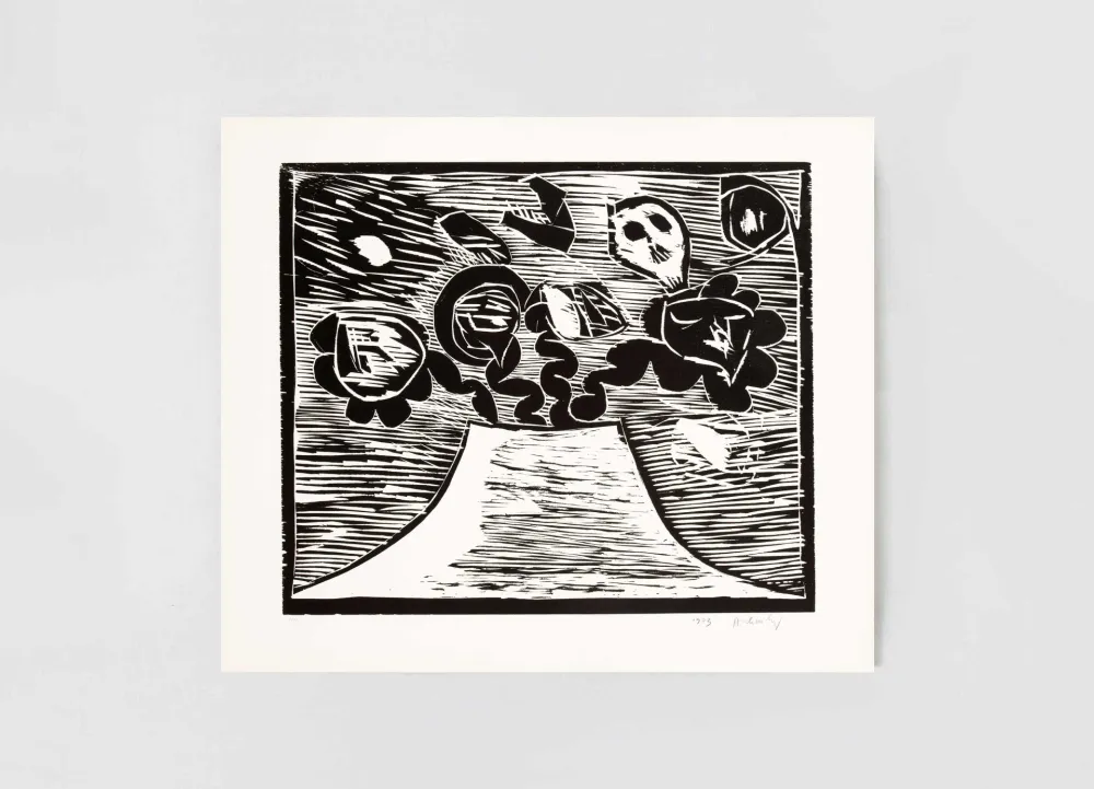 Woodcut Alechinsky - Au fil du bois III