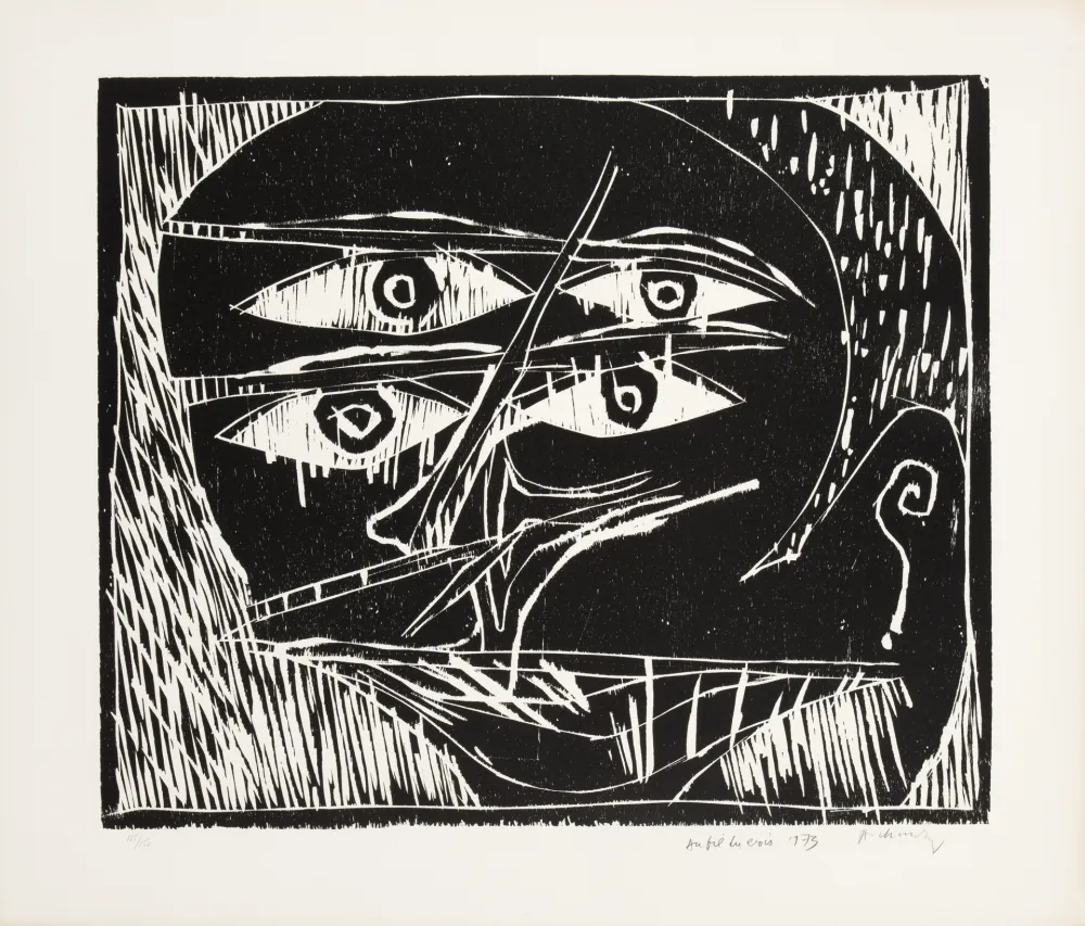 Woodcut Alechinsky - Au fil du bois IV
