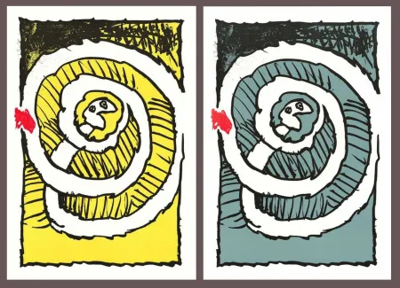 Lithograph Alechinsky - '' Automne Jaune, Automne Bleu ''