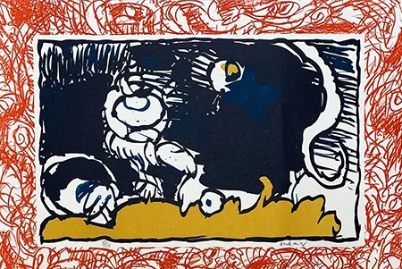 Lithograph Alechinsky - Bonnet blanc