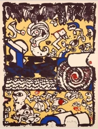 Lithograph Alechinsky - Bridge