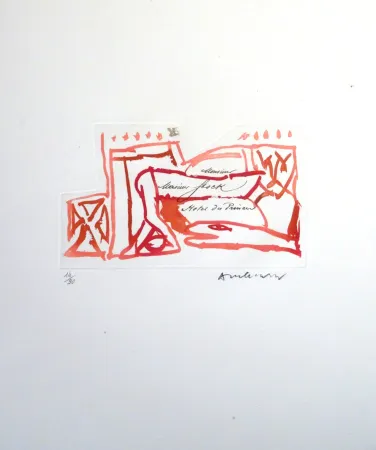 Engraving Alechinsky - Carta Carta (Planche VI)