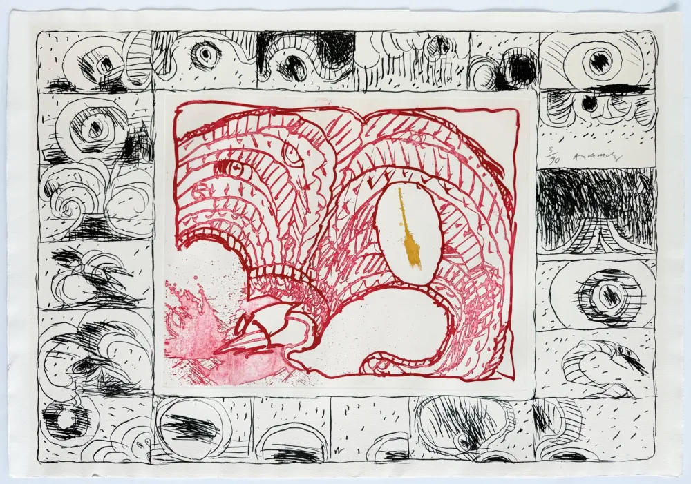 Engraving Alechinsky - Chapeau fort