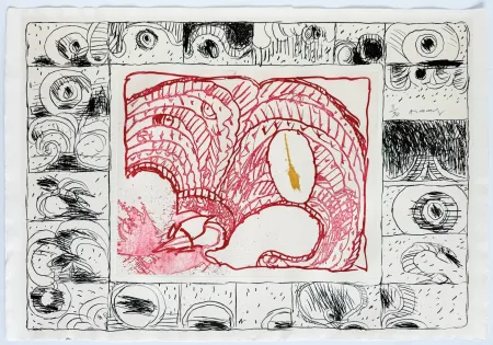 Engraving Alechinsky - Chapeau fort