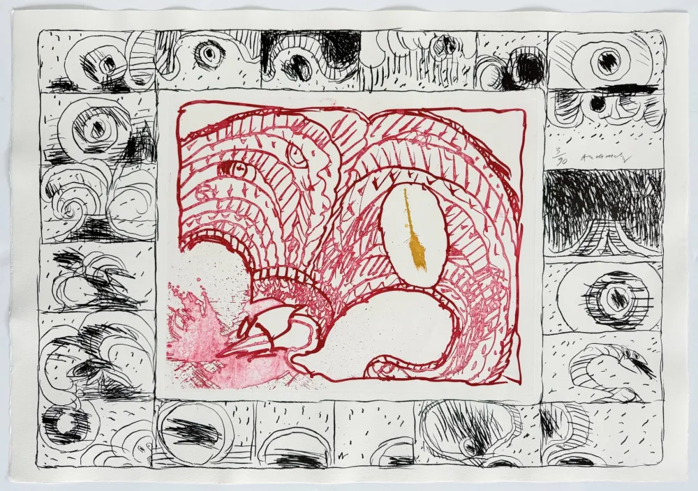 Engraving Alechinsky - Chapeau fort