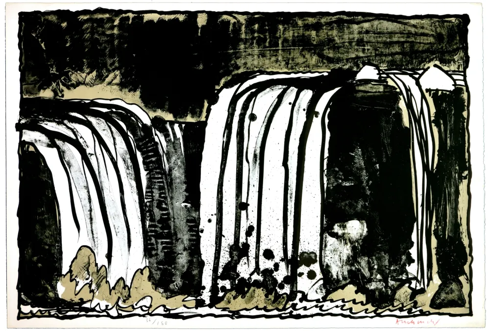 Lithograph Alechinsky - Chute blanche