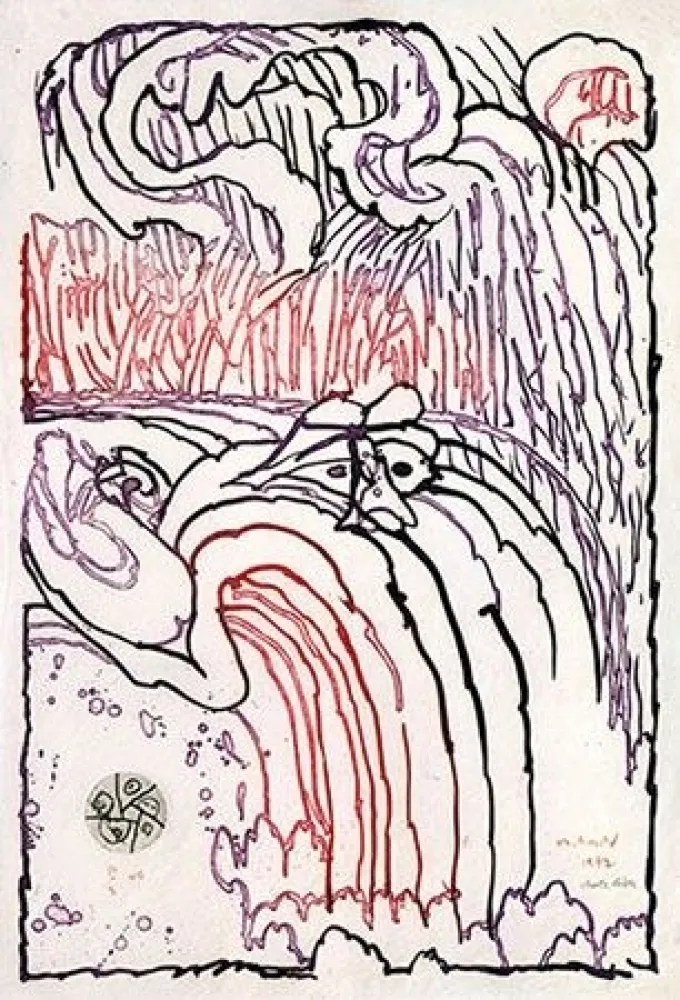 Etching Alechinsky - Chute libre