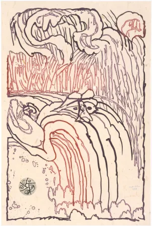 Engraving Alechinsky - Chute Libre