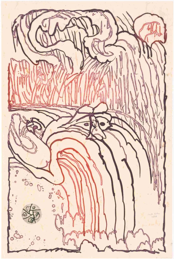 Engraving Alechinsky - Chute Libre