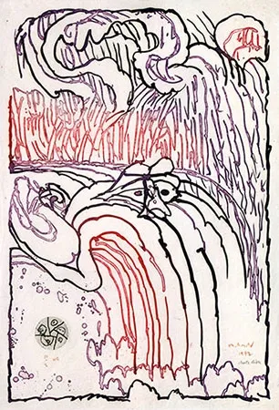 Etching Alechinsky - Chute libre