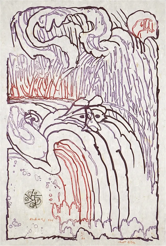 Engraving Alechinsky - Chute libre