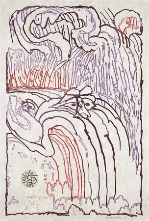 Engraving Alechinsky - Chute libre