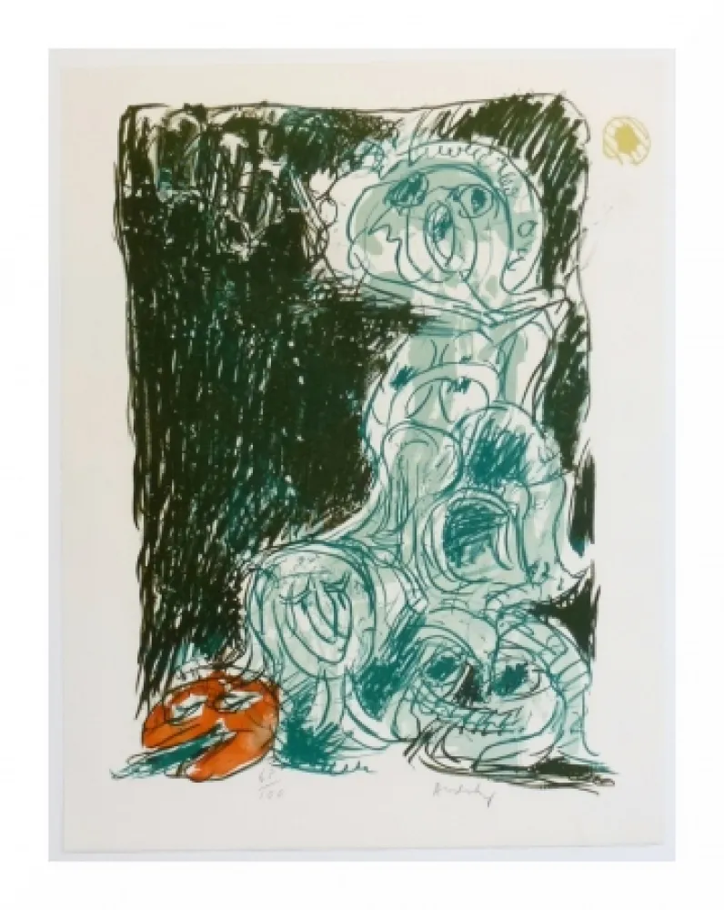 Lithograph Alechinsky - Crayon sur coquille - Le hasard et sa mère