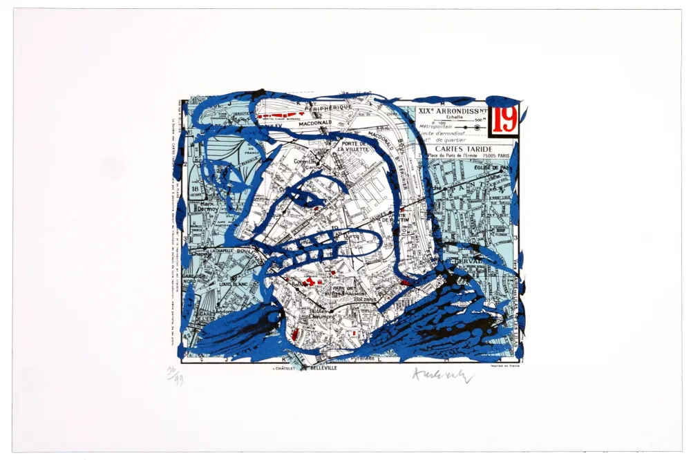 Lithograph Alechinsky - Dix-neuvième arrondissement (Paris)