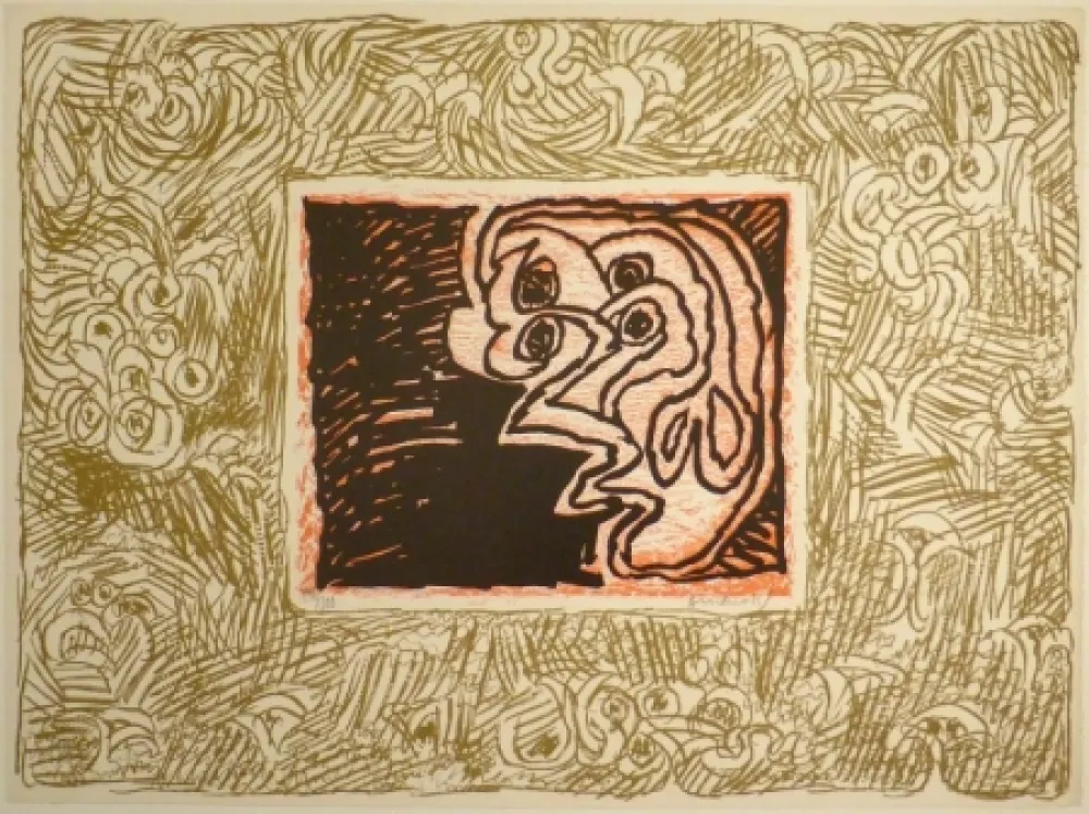 Linocut Alechinsky - Double Vue