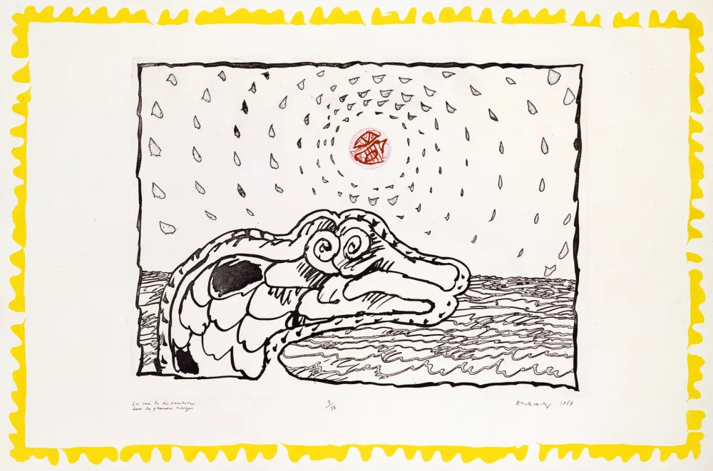 Etching Alechinsky - En voie de disparition Grandes marges