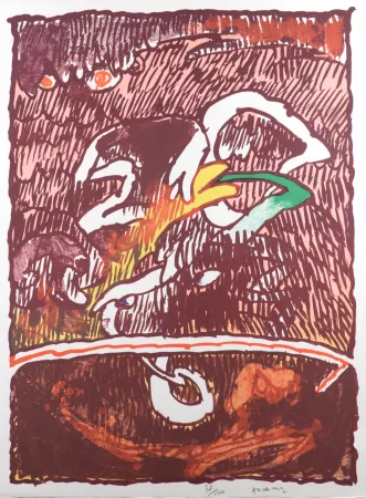 Lithograph Alechinsky - Great Flying Object, 1977