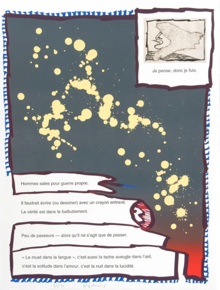 Lithograph Alechinsky - JE PENSE DONC JE FUIS