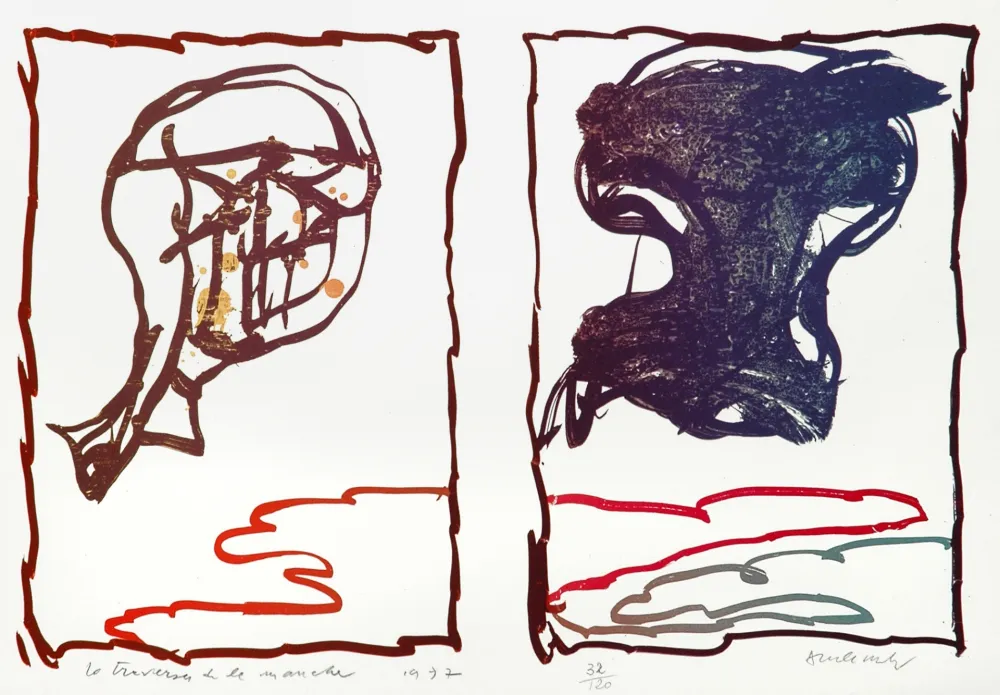 Lithograph Alechinsky - La Traversée de la Manche