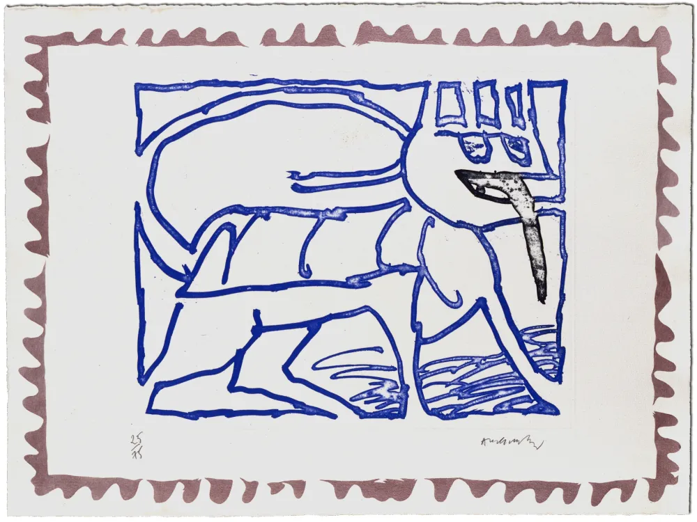 Etching Alechinsky - Le chien roi 