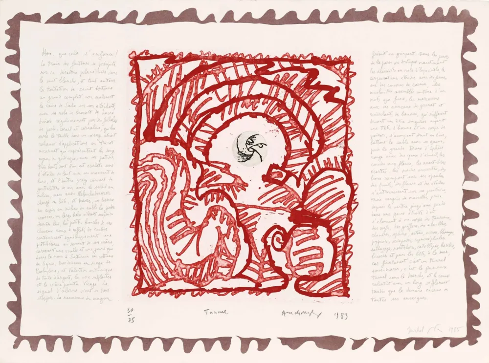 Engraving Alechinsky - Le chien roi – Tunnel