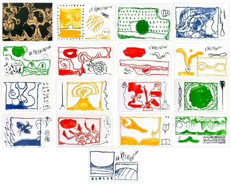 Lithograph Alechinsky - Le rêve de l'amonite (complete suite)